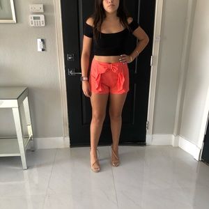 Coral color bow front shorts medium